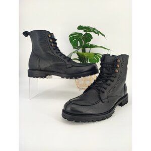 Ankari Floruss Men's Italian Black Leather Lace Boots Size 12 US